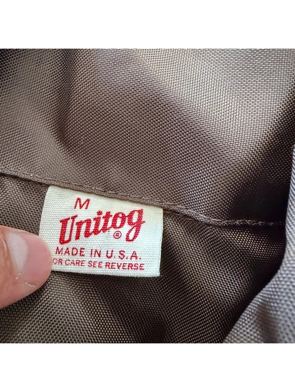 VTG 70s Unitog Brown Work Jacket Yellow Stripe M USA
